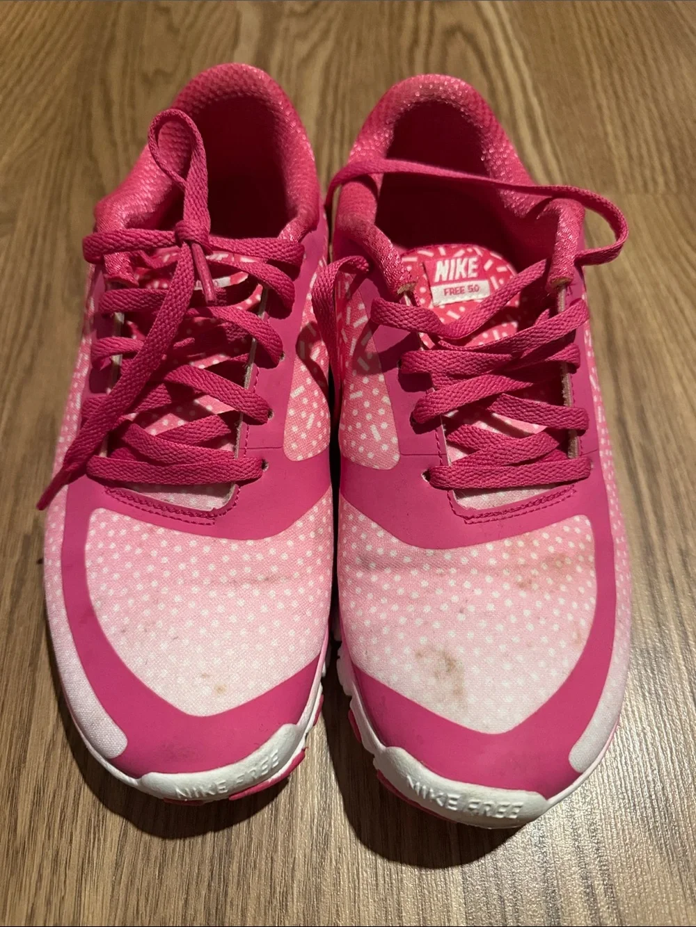 Nike FREE 5.0 Pink Polka Dot Running Sneakers. No box.